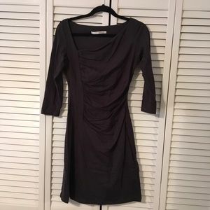 Grey Dress with Asymmetrical Neckline